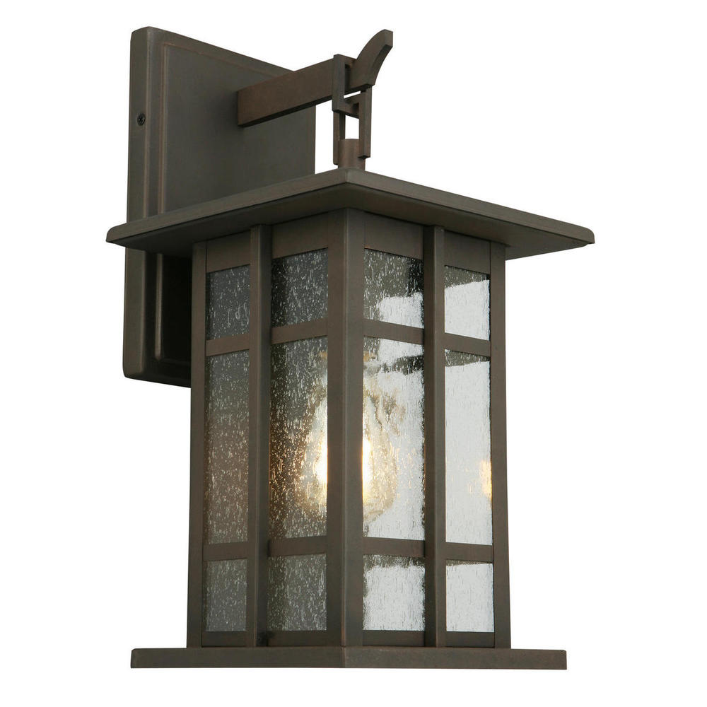 1x60W Outdoor Wall Light With Matte Bronze Finish and Clear Seeded Glass