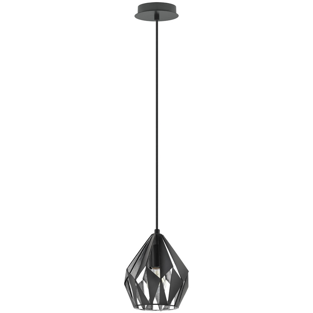 1 LT Pendant w/ Matte Black Finish & Matte Black Exterior & Silver Interior Metal Geometric Shade