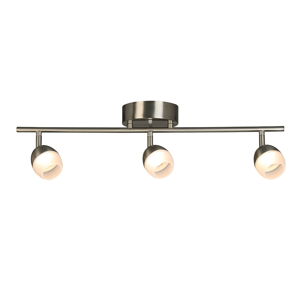 3 LT Integrated LED Track Light w/ Brushed Nickel Finish & Frosted Glass Adjustable Lamp Heads