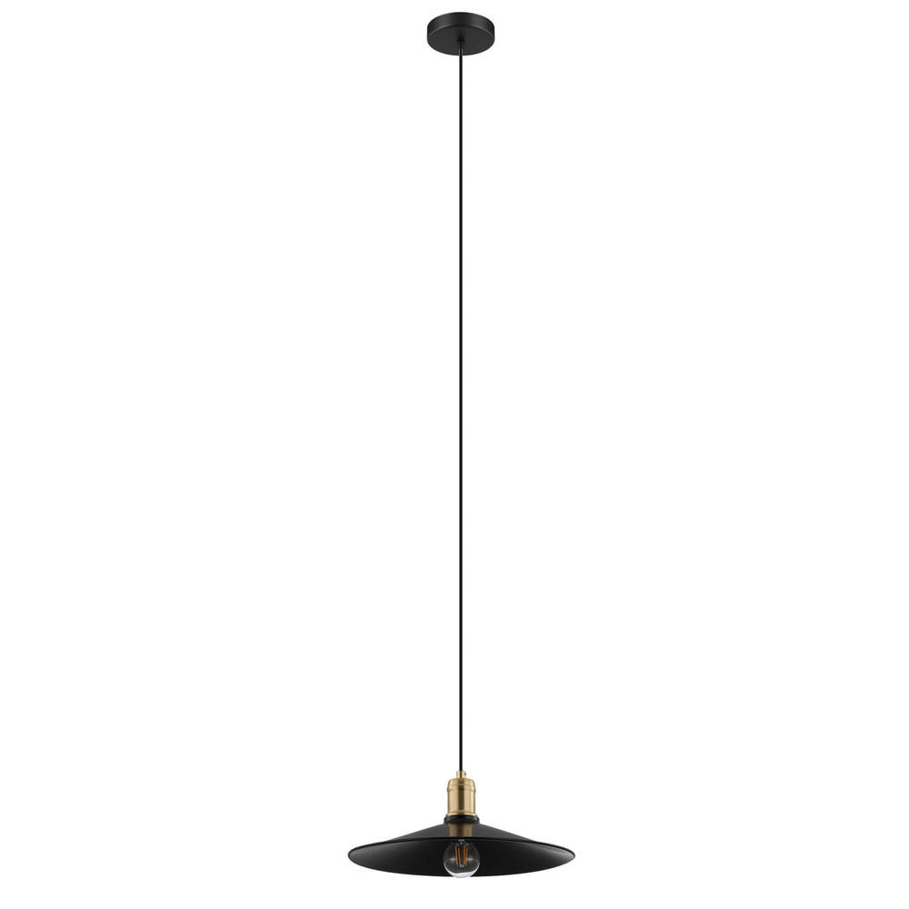 1x60W Pendant w/ Black Finish &  Brushed Gold Accent.