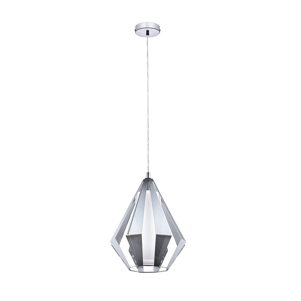 1x60W Pendant w/ Chrome  Finish & White Glass