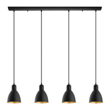 Eglo 203445A - 4x60W Multi Light Linear Pendant With Black Exterior and Gold Interior Shades