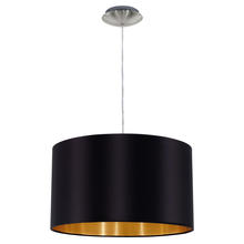 Eglo 31599A - 1x60W Pendant With Satin Nickel Finish & Black & Gold Shade