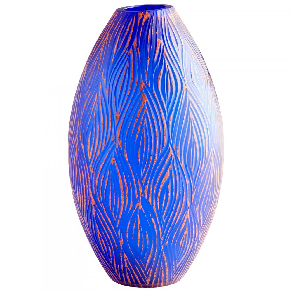 Fused Groove Vase|Blue-SM