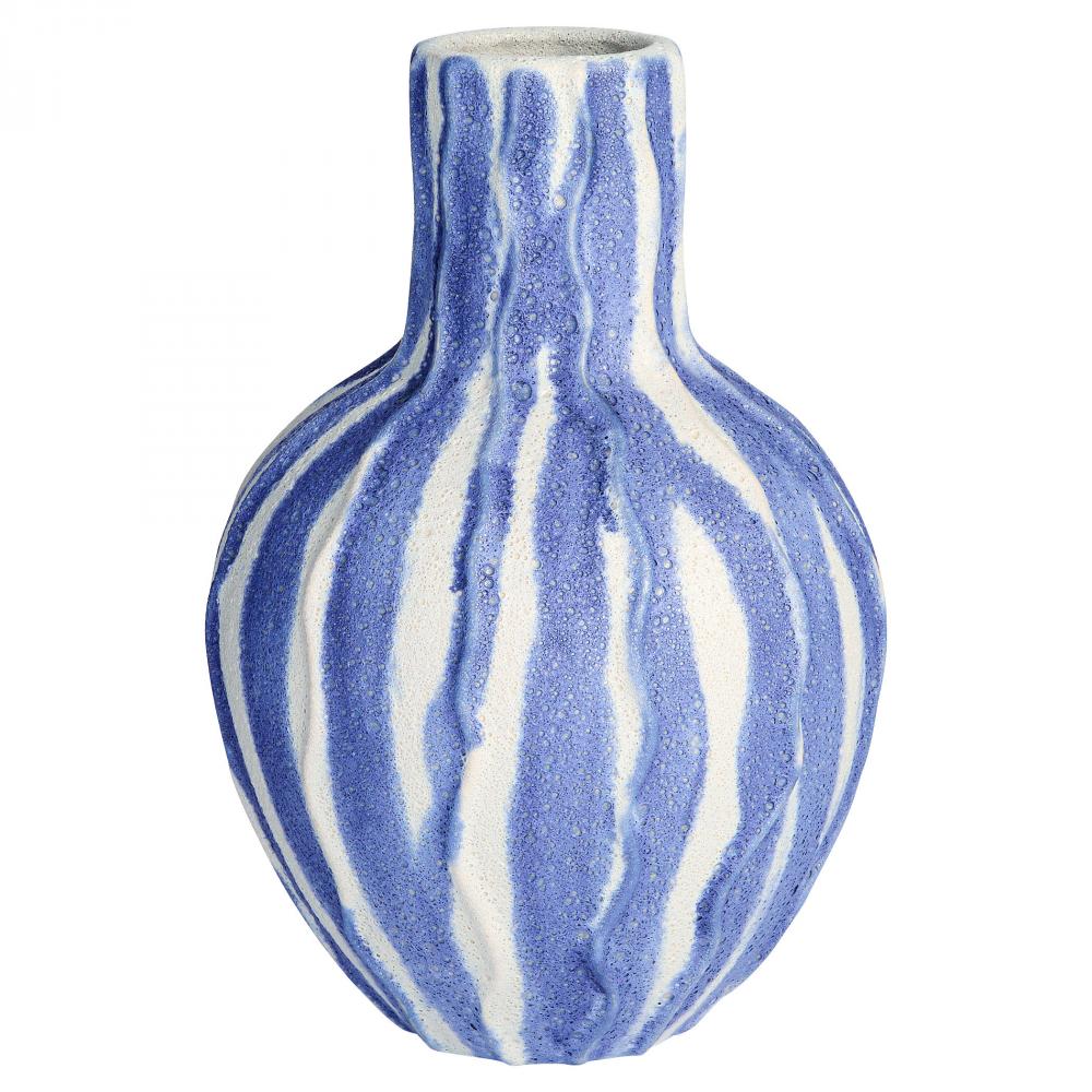 Ripple Vase | Chalk White | Blue - Squat