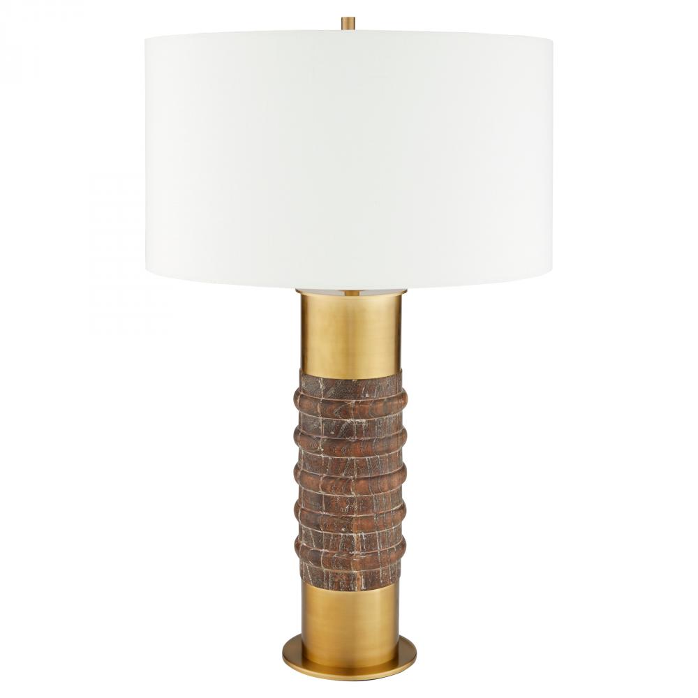 Anneau Table Lamp | Charcoal | Antique Brass | White