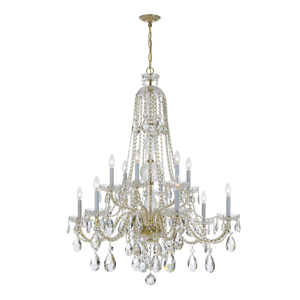 Traditional Crystal 37.5'' Swarovski Spectra Crystal Polished Brass Chandelier