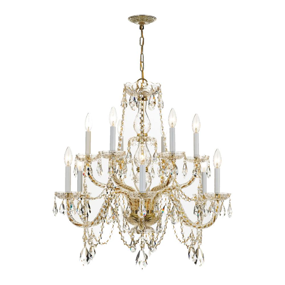 Traditional Crystal 31'' Swarovski Spectra Crystal Polished Brass Chandelier