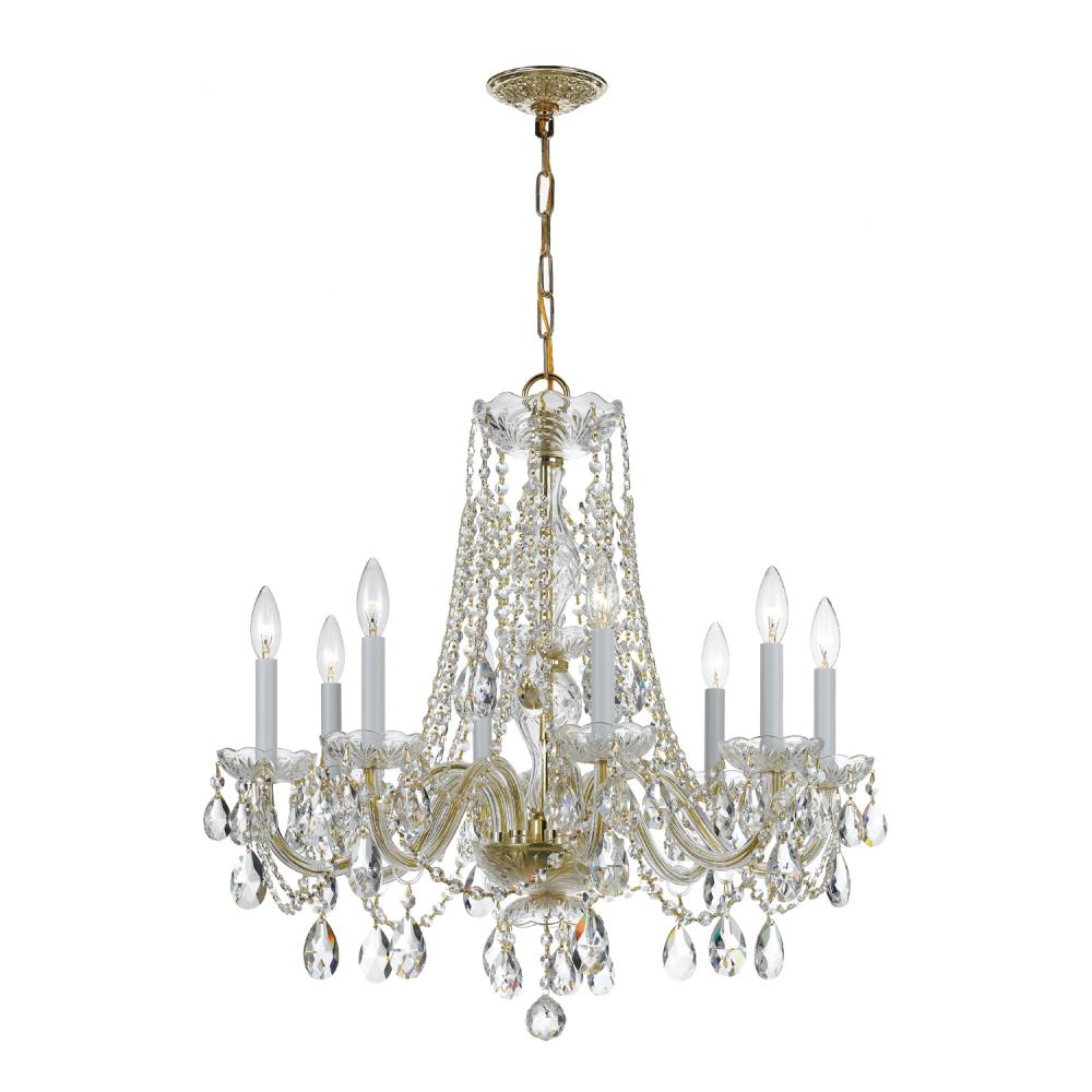 Traditional Crystal 26'' Swarovski Strass Crystal Polished Brass Chandelier