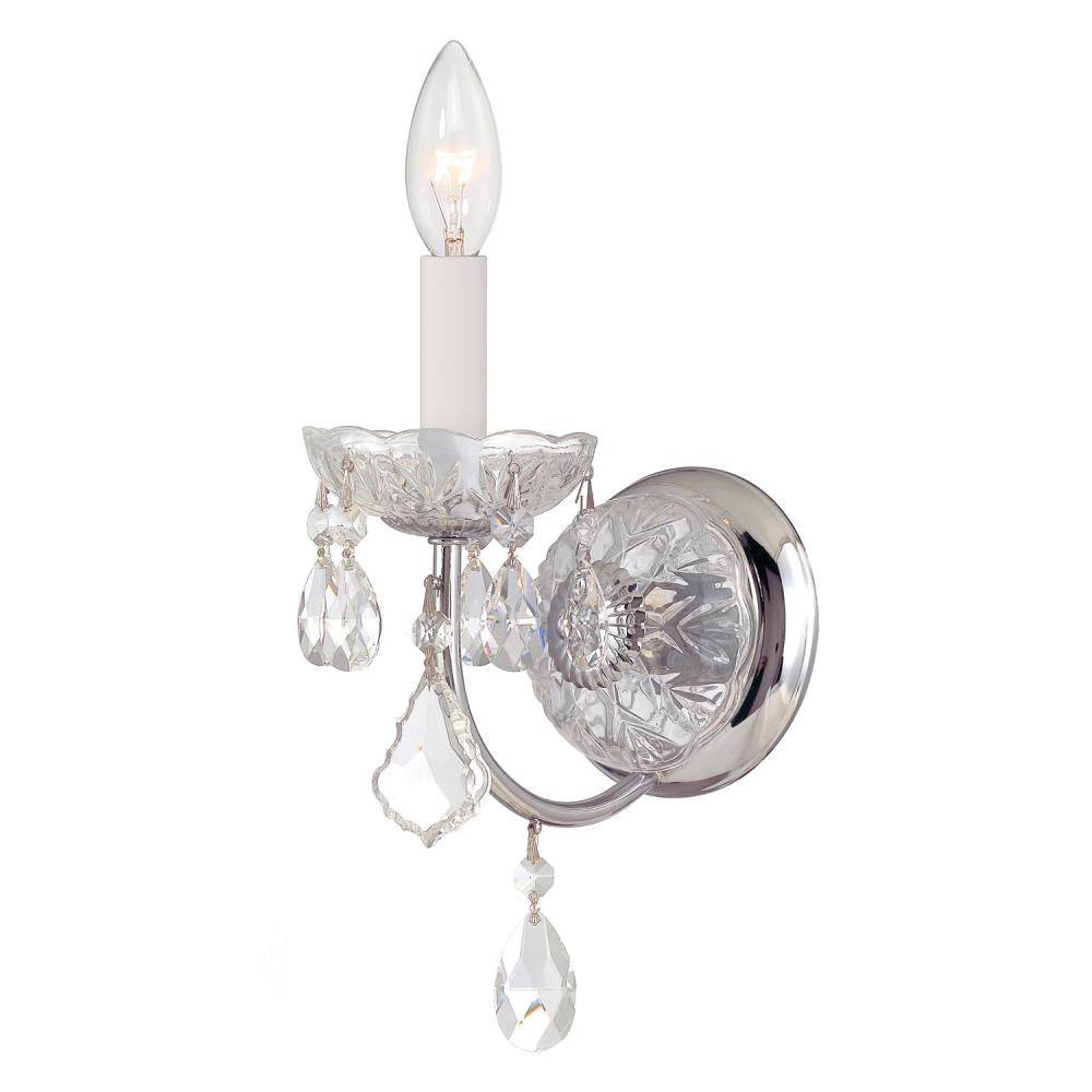 Imperial 1 Light Clear Italian Crystal Polished Chrome Sconce