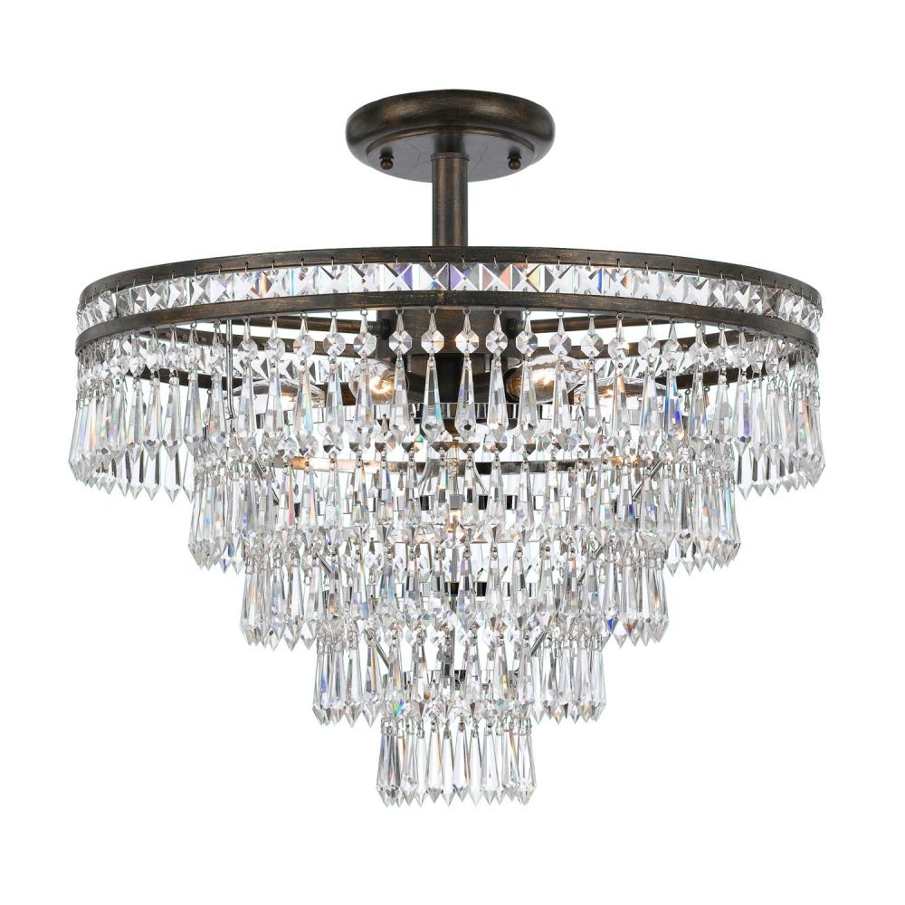 Mercer 20'' Hand Cut Crystal English Bronze Semi Flush Mount