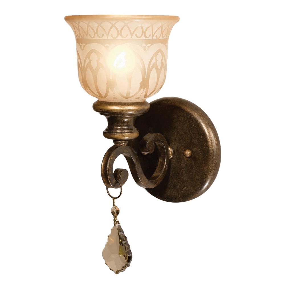 Norwalk 6.5'' Golden Teak Hand Cut Crystal Bronze Umber Sconce