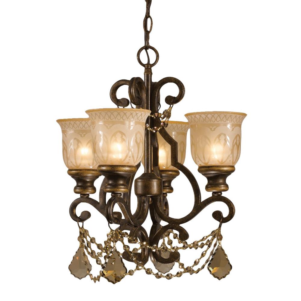 Norwalk 17'' Golden Teak Hand Cut Crystal Bronze Umber Chandelier