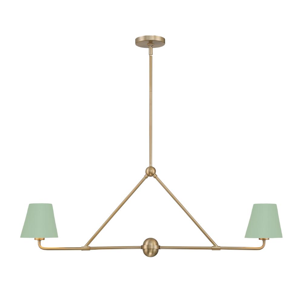 Xavier 42'' Vibrant Gold + Green Linear Chandelier