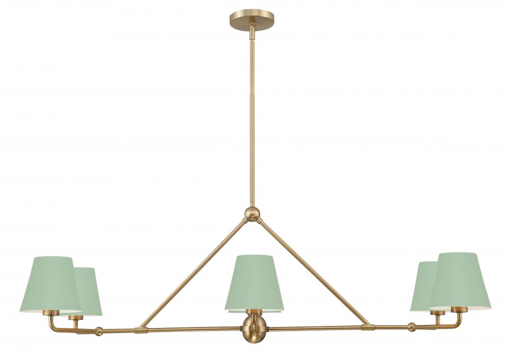 Xavier 46'' Vibrant Gold + Green Linear Chandelier