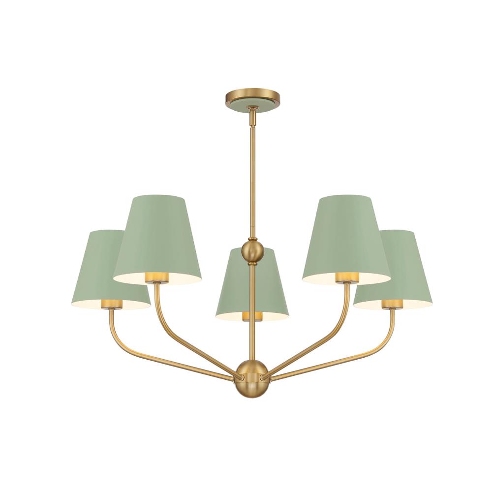 Xavier 28'' Vibrant Gold + Green Chandelier