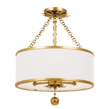 Crystorama 513-GA_CEILING - Broche 14'' Antique Gold Semi Flush Mount