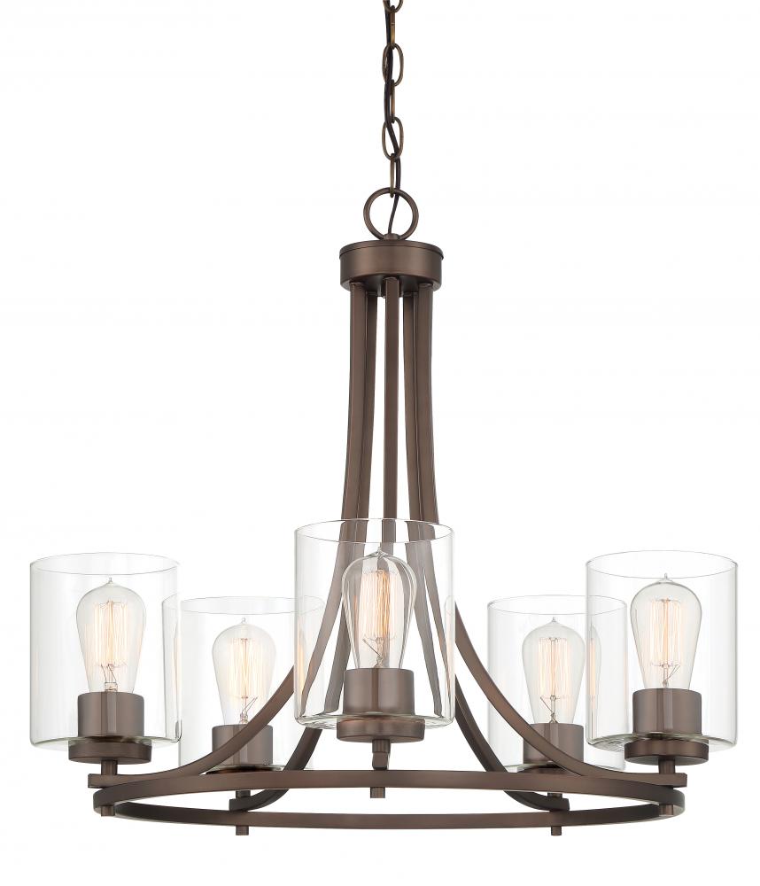 Liam Collection - 5 Light - Chandelier - 24"W - 22"H - Satin Copper Bronze Finish