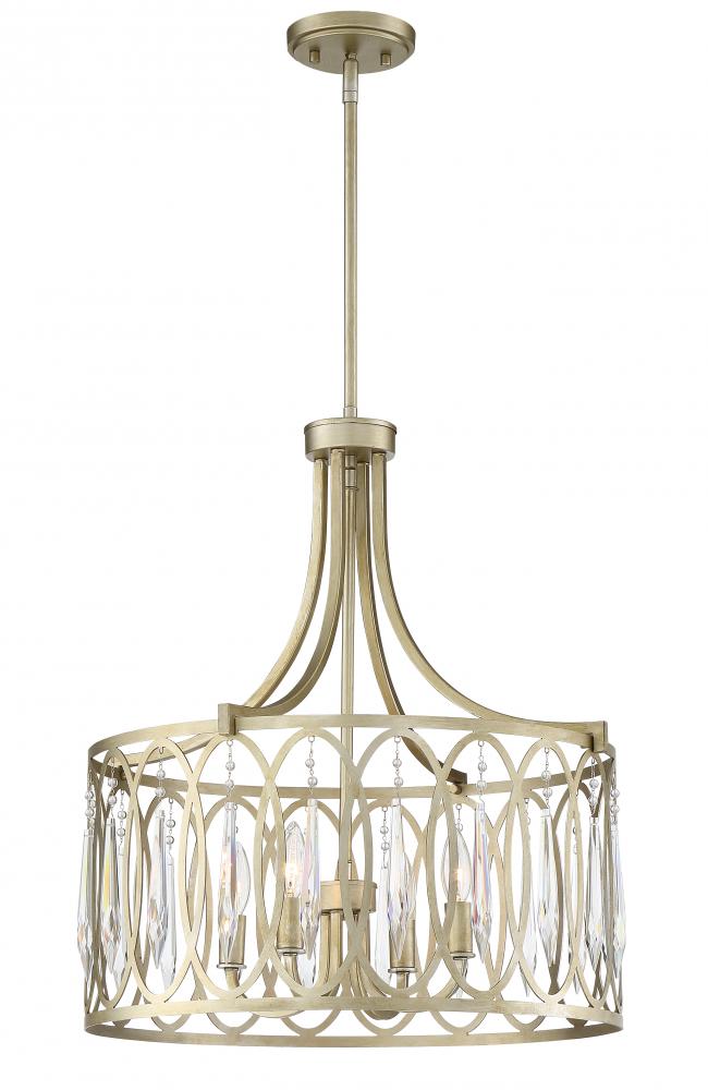 Hutton Collection - 4 Light - Pendant (Inverted) - 21"W - 24"H - Sterling Gold Finish