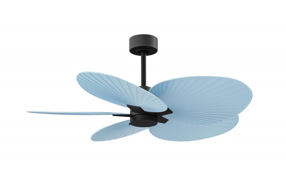 Alessandra Tropical - Five Blade Ceiling Fan - Matte Black Finish - Light Blue Blades