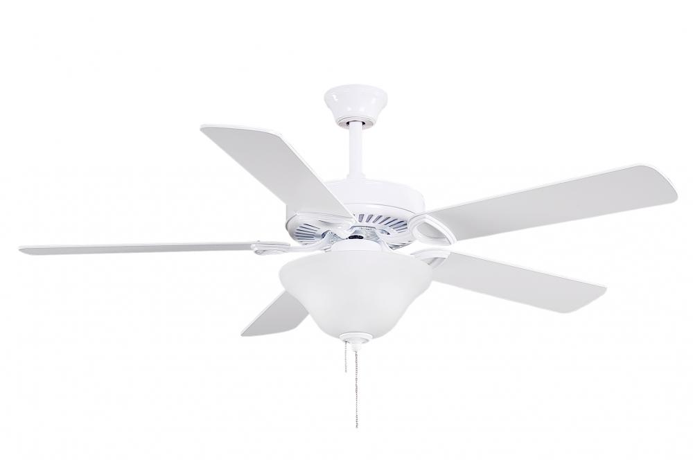 America - 52" Builder Fan - LED Light Kit - USA - Gloss White Finish - Reversible White/Wood Ton
