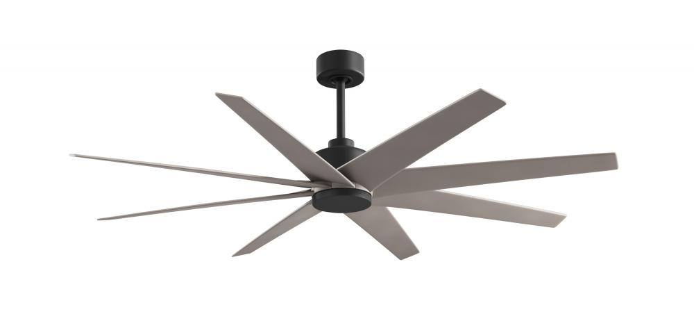 Ariella - Eight Blade Ceiling Fan - Matte Black Finish - Brushed Nickel Blades