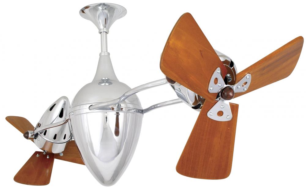 Ar Ruthiane - Rotational Ceiling Fan (Interior) - Polished Chrome Finish - Mahogany Tone Blades
