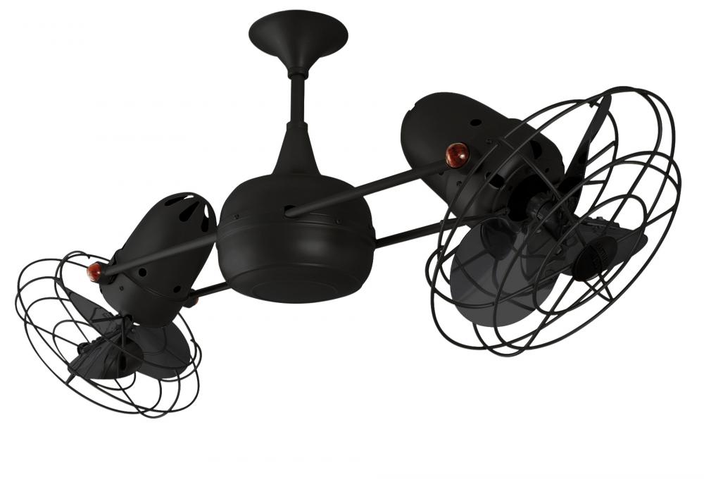 Duplo Dinamico 360” rotational dual head ceiling fan in Matte Black finish with Metal blades.