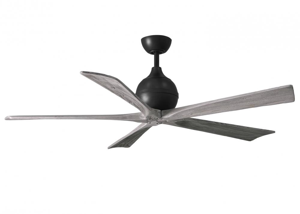 Irene-5 - 60" Five Blade Paddle Fan - Matte Black Finish - Barn Wood Tone Blades