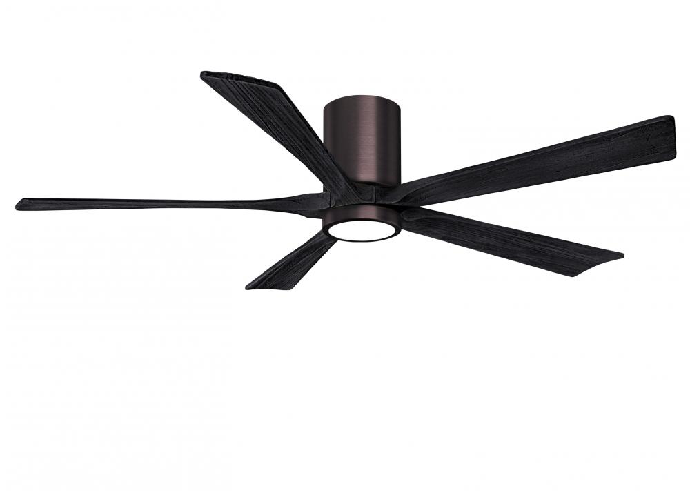 Irene-5HLK - 60" Five Blade Flush Mount Paddle Fan - 5CCT Integrated LED - Brushed Bronze Finish