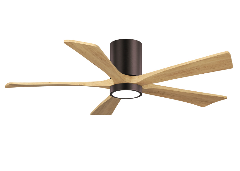 Irene-5HLK-52" Five Blade Flush Mount Paddle Fan-5CCT Integrated LED-Brushed Bronze Finish