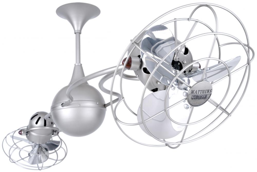 Italo Ventania 360° dual headed rotational ceiling fan in brushed nickel finish with metal blades