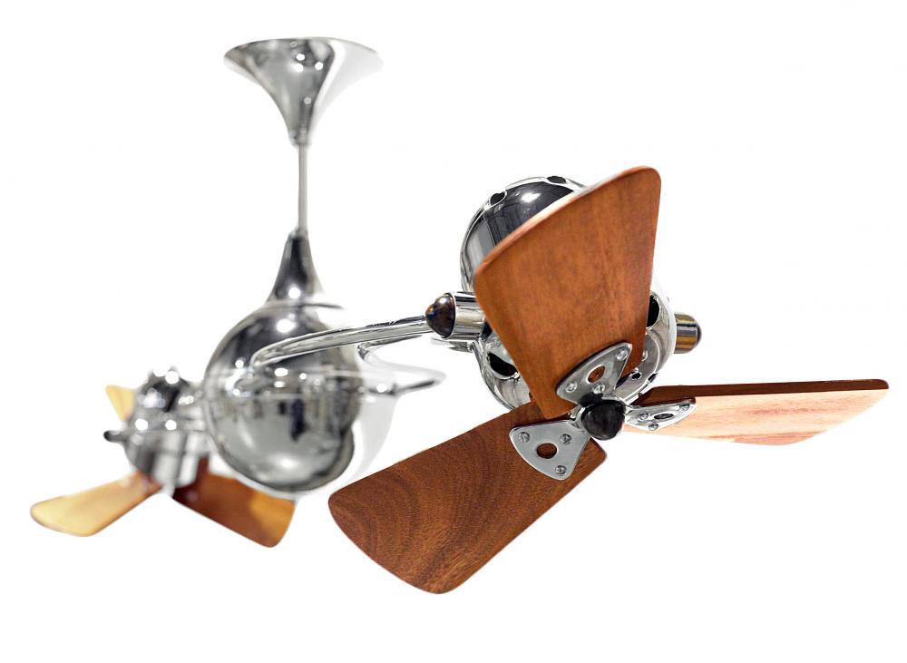 Italo Ventania 360° dual headed rotational ceiling fan in polished chrome finish with solid susta