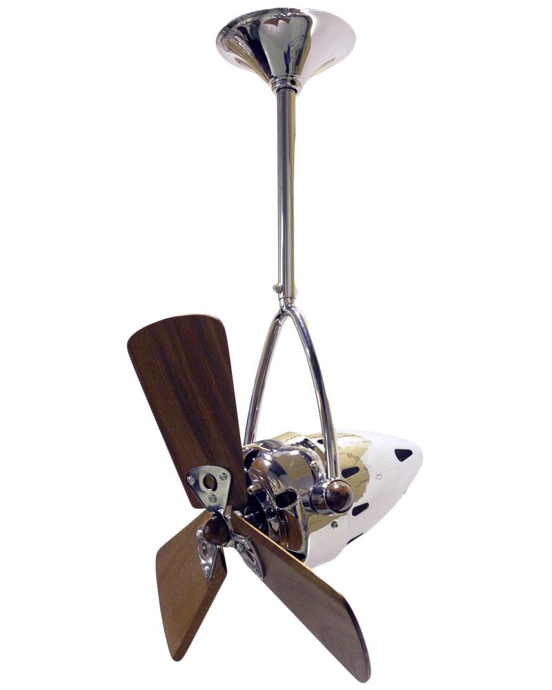Jarold Direcional ceiling fan in Polished Chrome finish with solid sustainable mahogany wood blade