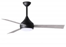 Matthews Fan Company DA-BK-BW - Donaire - Three Blade Paddle Fan - Integrated LED - Matte Black Finish - Barn Wood Tone Tone Blades