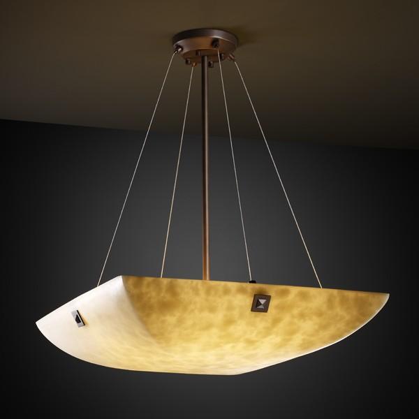 48" Pendant Bowl w/ Large Square w/ Point Finials