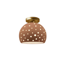 Justice Design Group CER-6357-ADOB-BRSS - Perforated Small Globe Semi-Flush