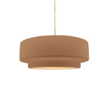 Justice Design Group CER-6540-ADOB-BRSS-BEIG-TWST - Small Tier 1-Light Pendant