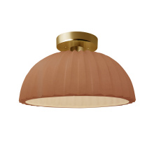 Justice Design Group CER-6623-ADOB-BRSS - Pleated Dome Semi-Flush
