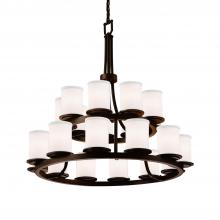 Justice Design Group FAB-8767-10-WHTE-DBRZ - Dakota 21-Light 2-Tier Ring Chandelier