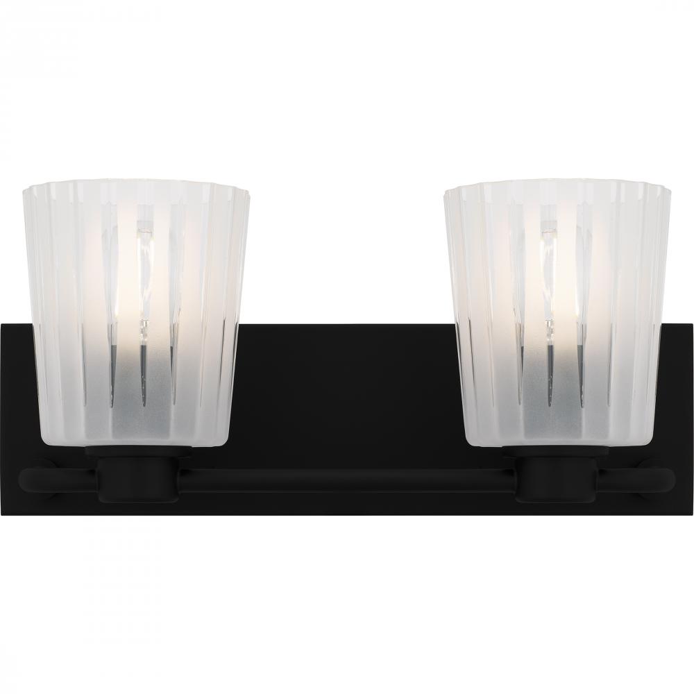 Gray 2-Light Matte Black Bath Light