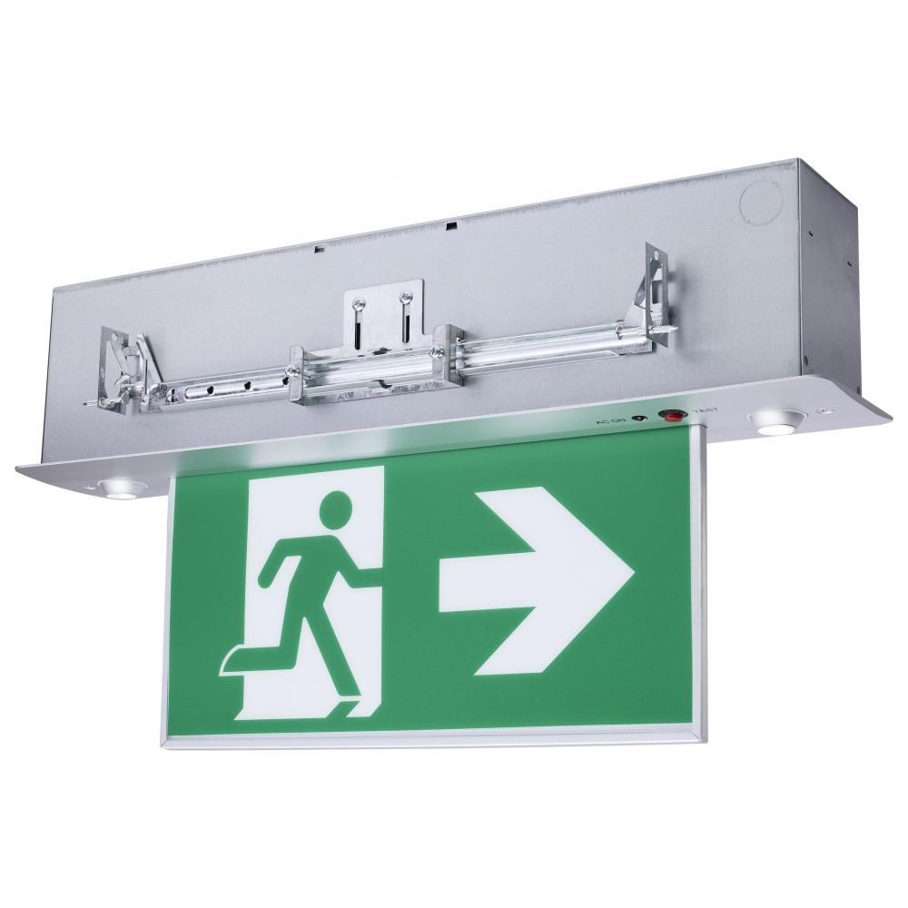 Running Man Green Combo Edge Lit Exit Sign/Emergency Light; 120-347V; 2HR backup; Single/Dual Face;