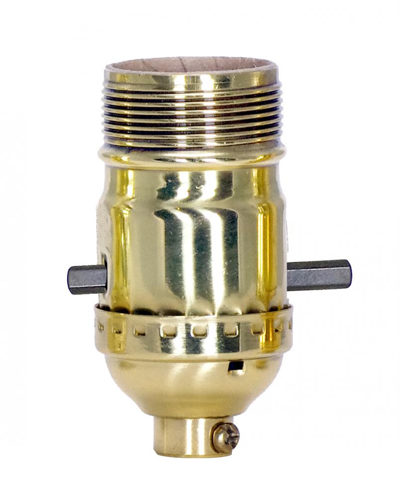 On-Off Push Thru Socket; 1/8 IPS; 3 Piece Stamped Solid Brass; Polished Brass Finish; 660W; 250V;