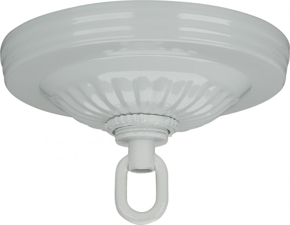 Ribbed Canopy Hanger Kit; White Finish; 5" Diameter; 1-1/16" Center Hole; 1 Yard 8 Gauge