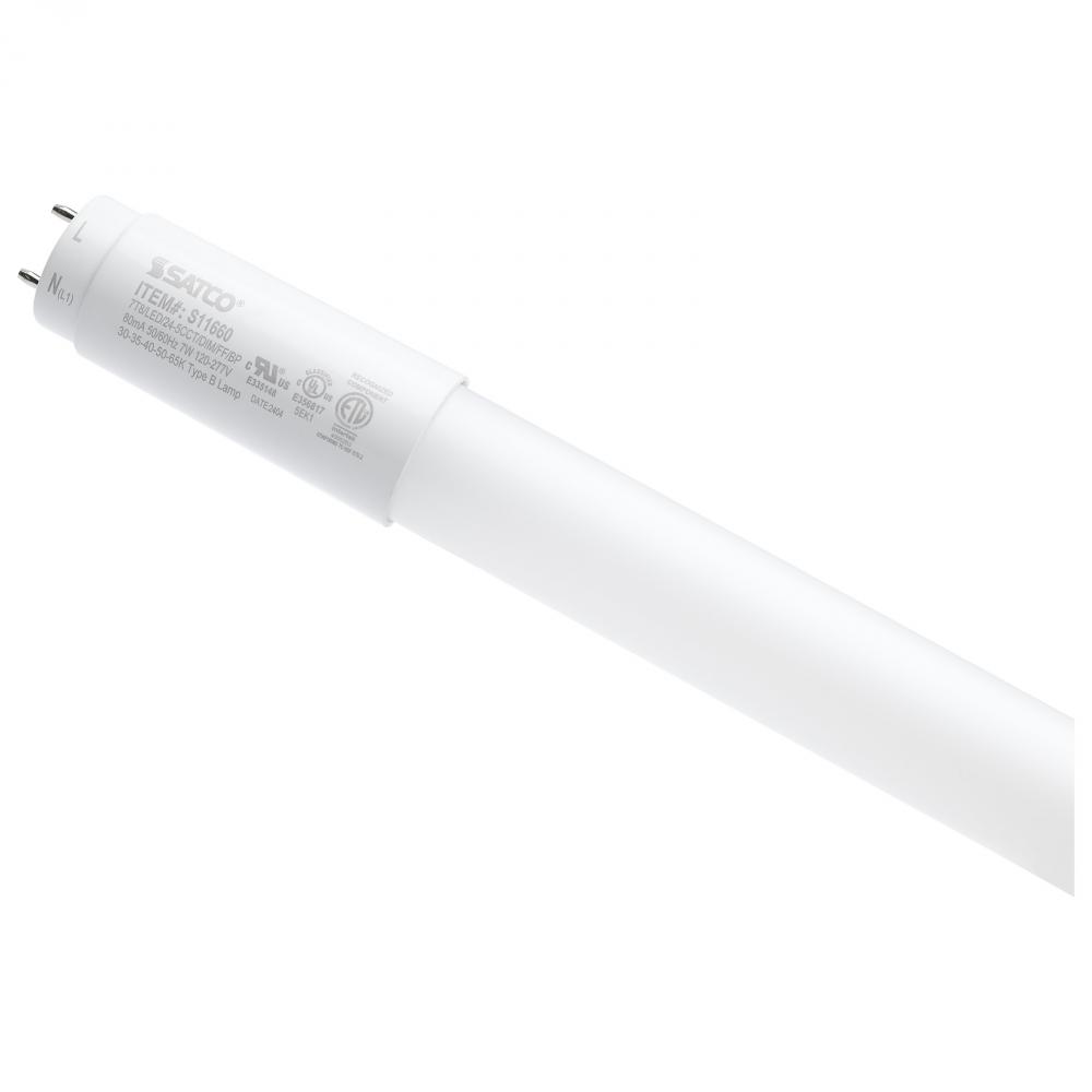 7 Watt T8 LED; 24 Inch; 30K/35K/40K/50K/65K CCT Selectable; Low Optical Flicker (less than 5%);