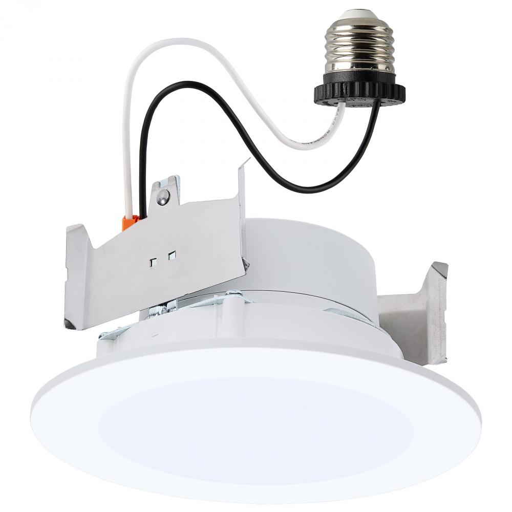 6.5/8/9.3 Watt LED Downlight Retrofit; 27K/30K/35K/40K/50K CCT; 4 Inch; Flat Wafer; Round; Matte