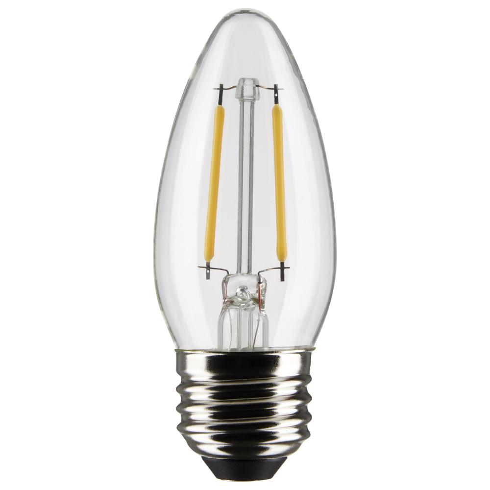 3 Watt B11 LED Filament; Clear; Medium Base; 2700K; 250 Lumens; 120 Volt; 2-Pack