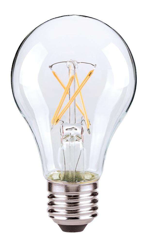 8 Watt A19 LED Filament; Clear; Medium base; 2700K; 800 Lumens; 120 Volt; Carded