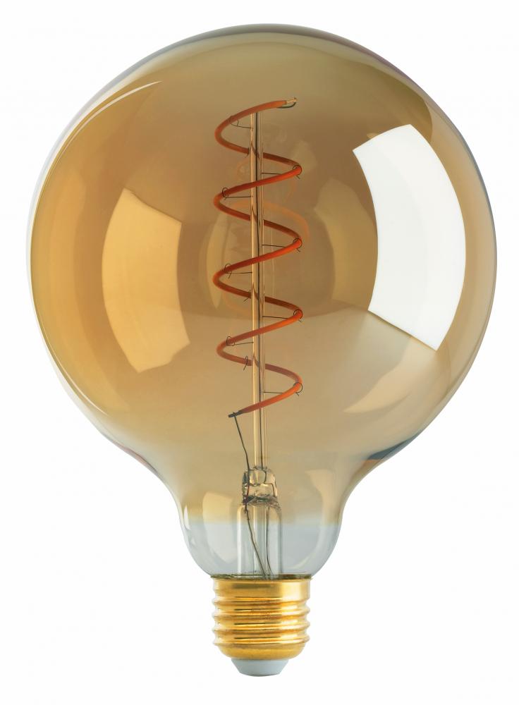 4.5 Watt G40 LED Filament; Amber; Medium base; 2000K; 240 Lumens; 120 Volt