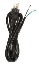Satco Products Inc. 90/2209 - 8 Foot 18/3 SJT 105C Heavy Duty Cord Set; Black Finish; 50 Carton; 3 Prong Molded Plug; Stripped And